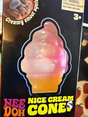 Nice Cream Cone Squishy Toy — pink and white